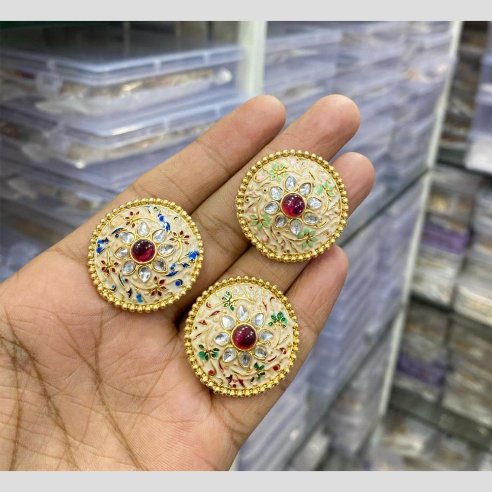 Manisha Jewellery Gold Plated Pota Stone Meenakari Ring