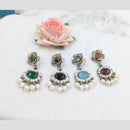 Manisha Jewellery 2Tone Plated Pota Stone And Pearls Dangler Earrings