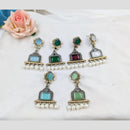 Manisha Jewellery 2Tone Plated Pota Stone And Pearls Dangler Earrings