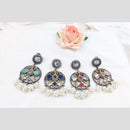 Manisha Jewellery 2Tone Plated Pota Stone And Pearls Dangler Earrings