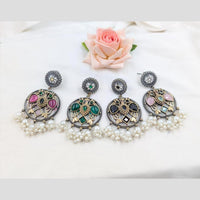 Manisha Jewellery 2Tone Plated Pota Stone And Pearls Dangler Earrings