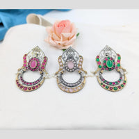 Manisha Jewellery 2Tone Plated Pota Stone And Pearls Dangler Earrings