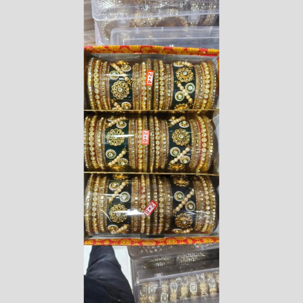Manisha Jewellery Gold Plated Kundan Stone Acrylic Bangles Set