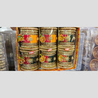Manisha Jewellery Gold Plated Kundan Stone And Pearls Acrylic Bangles Set