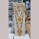 Manisha Jewellery Gold Plated Kundan Stone And Pearls Meenakari Double Necklace Set