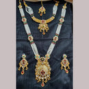 Manisha Jewellery Gold Plated Kundan Stone And Pearls Meenakari Double Necklace Set