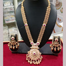 Manisha Jewellery Gold Plated Kundan Stone And Pearls Meenakari Long Necklace Set