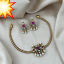 Manisha Jewellery Gold Plated Pota Stone And Pearls Necklace Set