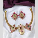 Manisha Jewellery Gold Plated Pota Stone Temple Necklace Set