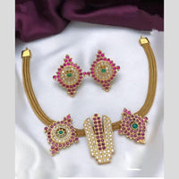 Manisha Jewellery Gold Plated Pota Stone Temple Necklace Set