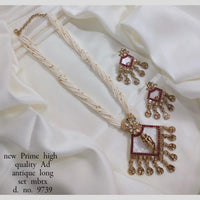 Manisha Jewellery Gold Plated Crystal Stone And Pearls Temple Long Necklace Set