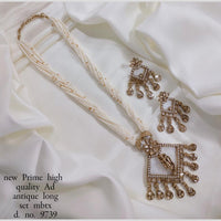 Manisha Jewellery Gold Plated Crystal Stone And Pearls Temple Long Necklace Set