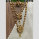 Manisha Jewellery Gold Plated Pota Stone And Pearls Temple Double Necklace Set