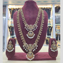 Manisha Jewellery Gold Plated Austrain Stone And Pearls Double Necklace Set