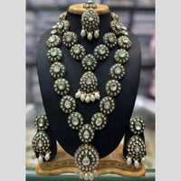 Manisha Jewellery Gold Plated Kundan Stone And Beads Meenakari Double Necklace Set