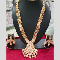 Manisha Jewellery Gold Plated Crystal Stone And Pearls Meenakari Long Necklace Set