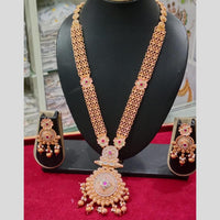 Manisha Jewellery Gold Plated Crystal Stone And Pearls Meenakari Long Necklace Set