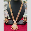 Manisha Jewellery Gold Plated Crystal Stone And Pearls Meenakari Long Necklace Set