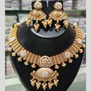 Manisha Jewellery Gold Plated Kundan Stone And Pearls Meenakari Necklace Set