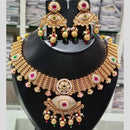 Manisha Jewellery Gold Plated Kundan Stone And Pearls Meenakari Necklace Set