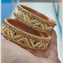 Manisha Jewellery Gold Plated  Austrain Stone And Pearls Bangles Set