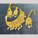 Manisha Jewellery Gold Plated Pota Stone And Pearls Choker Necklace Set