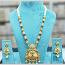 Manisha Jewellery Gold Plated Pota Stone And Pearls Long Necklace Set