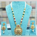 Manisha Jewellery Gold Plated Pota Stone And Pearls Long Necklace Set