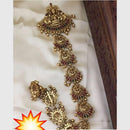 Manisha Jewellery Gold Plated Pota Temple Choti Traditional With Green & Pink Hair Accessory