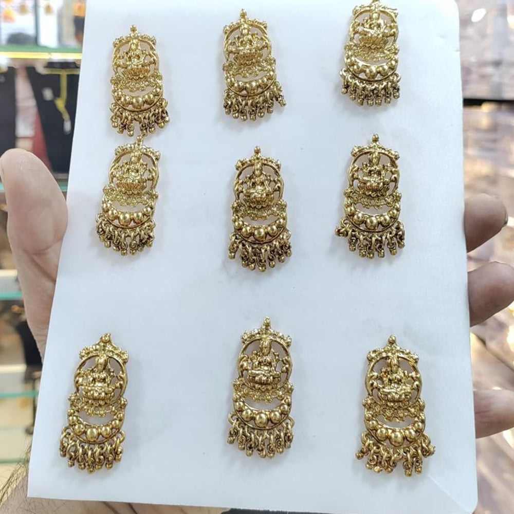 Manisha Jewellery Gold Plated Pota Temple Choti Traditional With Green & Pink Hair Accessory