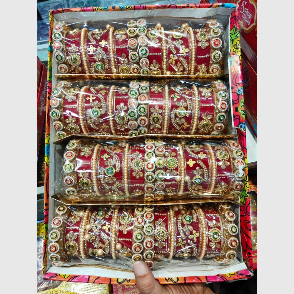 Manisha Jewellery  Gold Plated Colorful Crystal Work Bangles Set