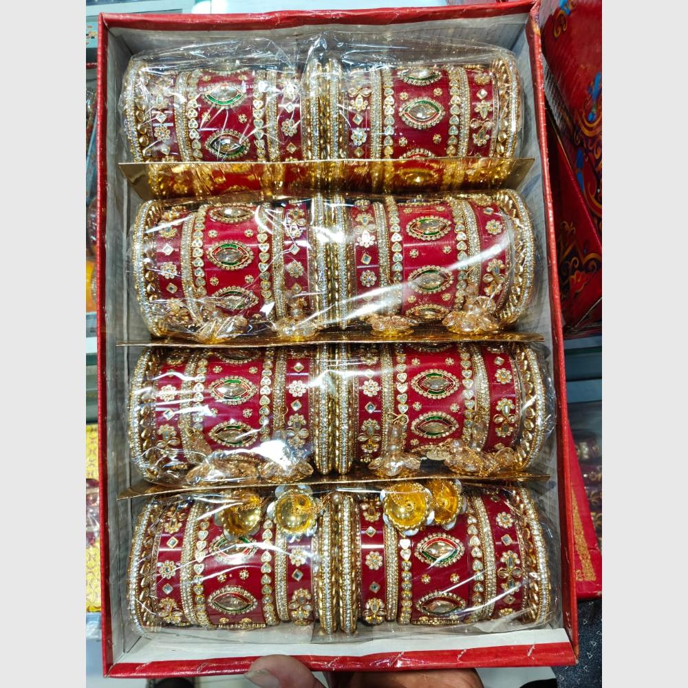 Manisha Jewellery  Gold Plated Colorful Crystal Work Bangles Set