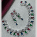Manisha Jewellery Silver Plated Elegant American Diamond Necklace Set