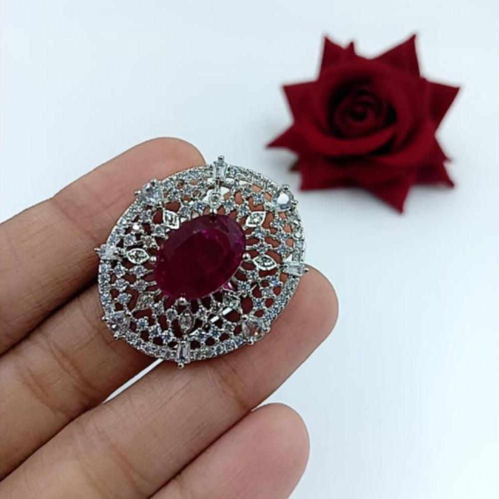 Manisha Jewellery  Elegant Silver-Plated American Diamond Ring for Women