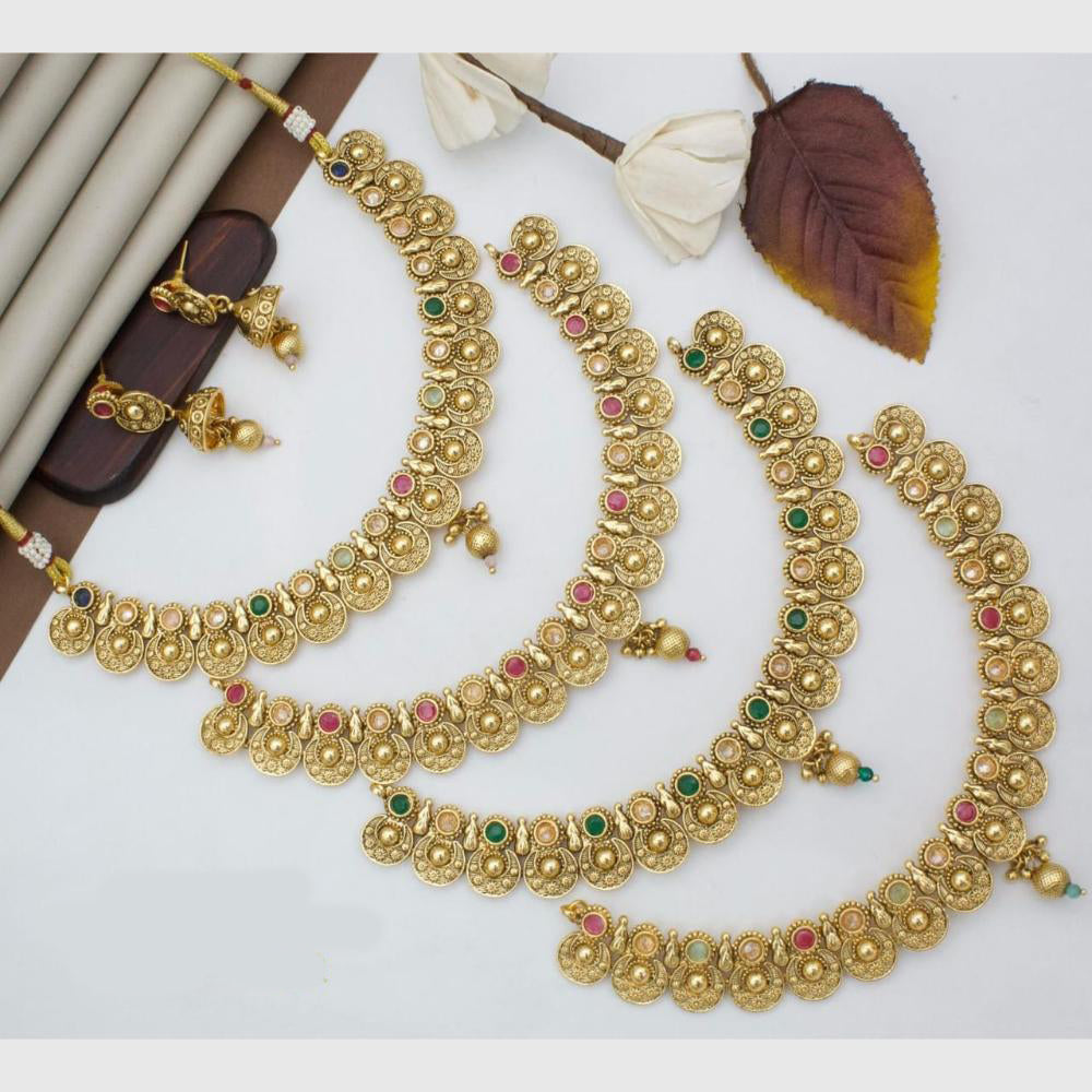 Manisha Jewellery Gold Plated Pota & Pearls  Festive Wear  Necklace Set