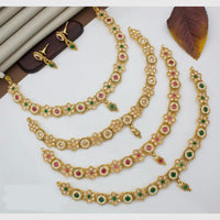 Manisha Jewellery Gold Plated Crystal and Pearls Festive Wear  Necklace Set