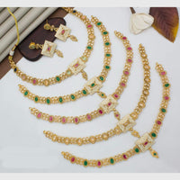 Manisha Jewellery Gold Plated Crystal Festive Wear  Necklace Set