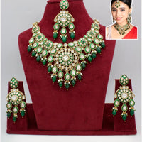 Manisha Jewellery Traditional Gold Plated Kundan Beads & Meenakari Art Necklace Set