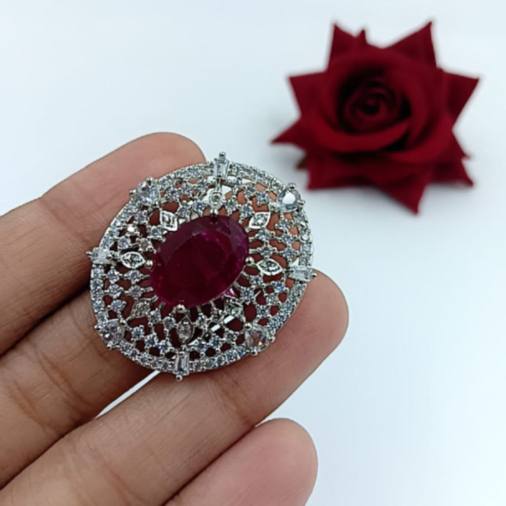 Manisha Jewellery  Elegant Silver-Plated American Diamond Ring for Women
