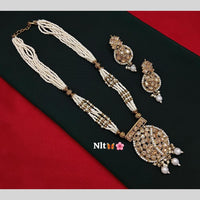 Manisha Jewellery Royal Glance Gold Plated American Diamond And Pearl Necklace Set
