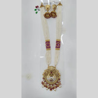 Manisha Jewellery Royal Glow Gold Plated Pota Stone And Pearl Necklace Set