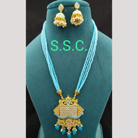 Manisha Jewellery Gold Plated Kundan Stone And Beads Meenakari Necklace Set