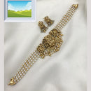Manisha Jewellery Gold Plated Pota Stone And Beads Temple Necklace Set