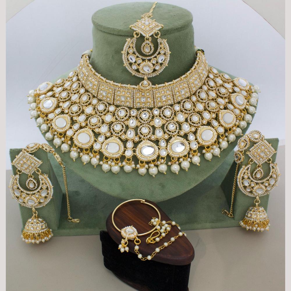 Manisha Jewellery Gold Plated Kundan Stone Semi-Bridal Necklace Set