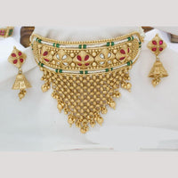 Manisha Jewellery Gold Plated Pota Stone And Ghungroo Choker Necklace Set