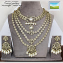 Manisha Jewellery Gold Plated Kundan Stone And Beads Double Necklace Set