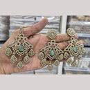 Manisha Jewellery Gold Plated Pota Stone Dangler Earrings With Maangtikka