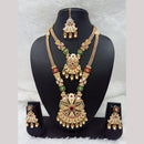 Manisha Jewellery Gold Plated Pota Stone And Pearl Double Necklace Set