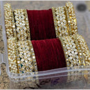 Manisha Jewellery Gold Plated Kundan Stone Velvet Bangles Set