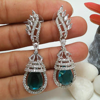 Manisha Jewellery Silver Plated American Diamond Dangler Earrings
